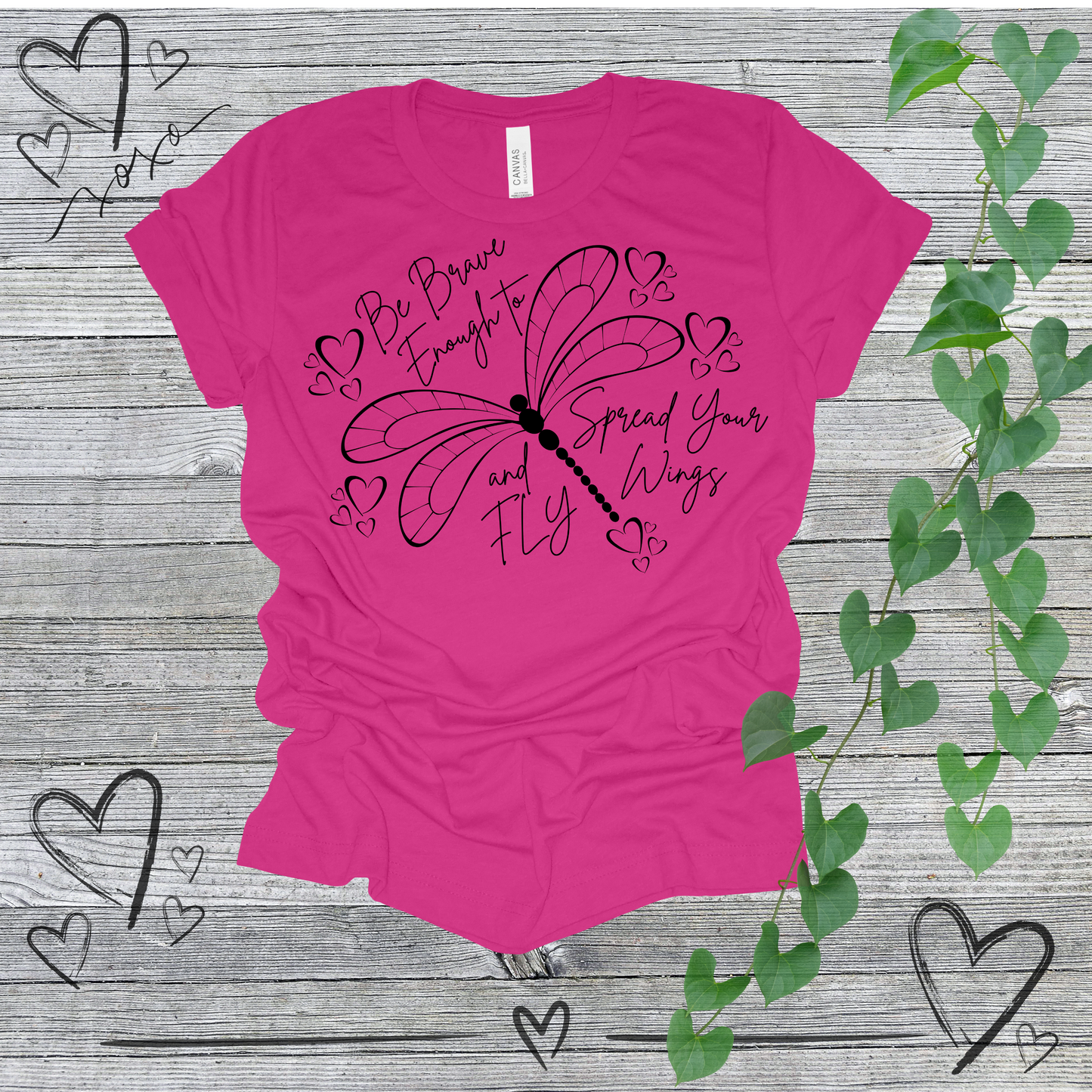 'Spread Your Wings and Fly' - Dragonfly Design Women's Tee