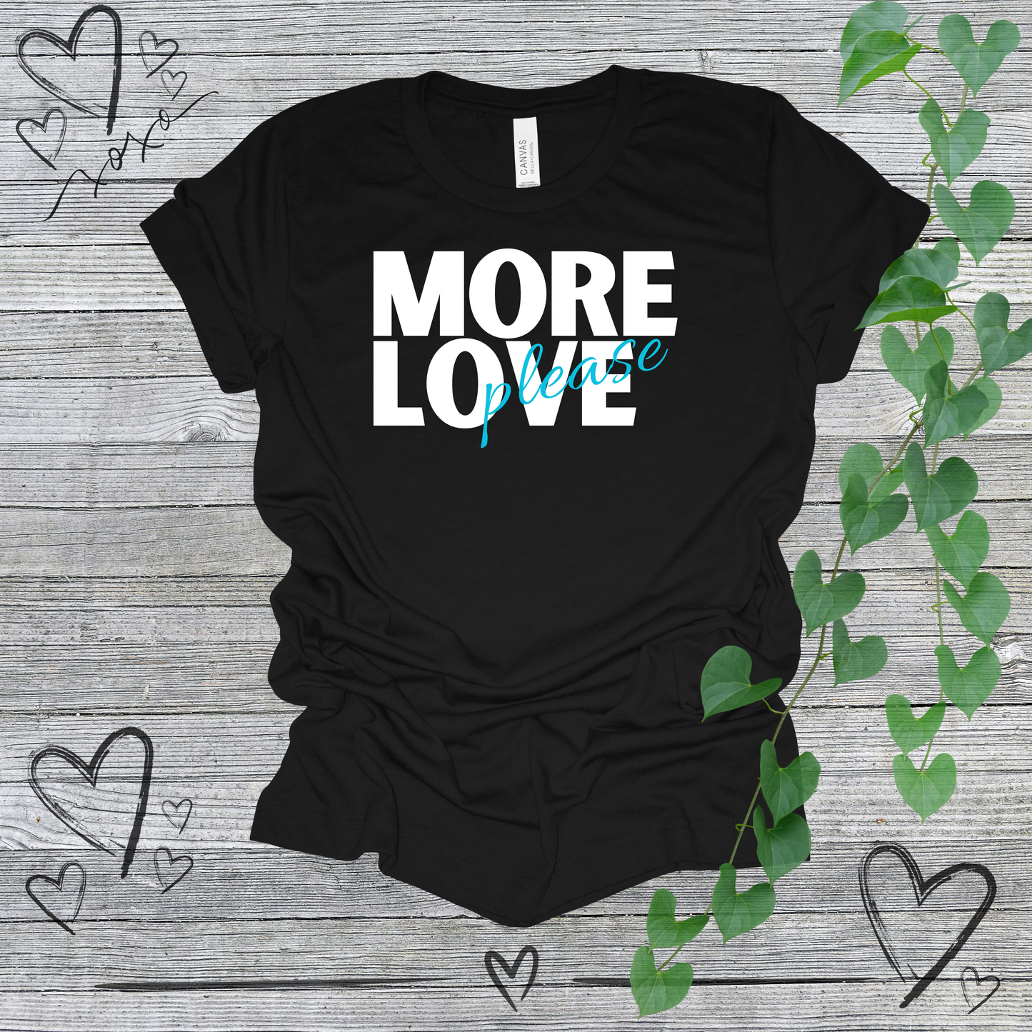 'More Love, Please' (Aqua) Women's Tee